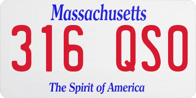 MA license plate 316QS0