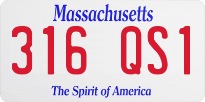 MA license plate 316QS1
