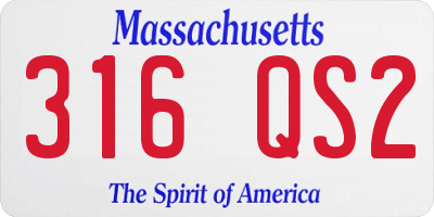 MA license plate 316QS2