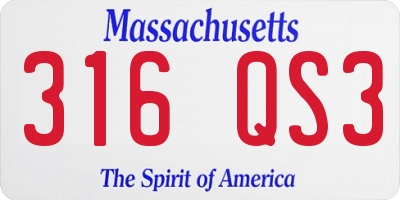 MA license plate 316QS3