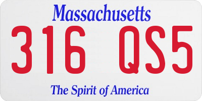 MA license plate 316QS5