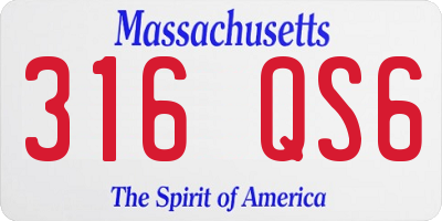MA license plate 316QS6