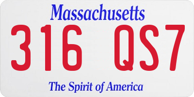 MA license plate 316QS7