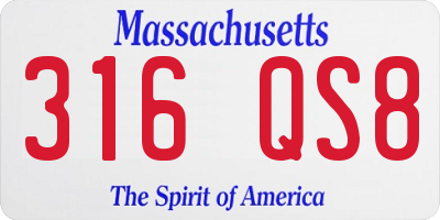 MA license plate 316QS8