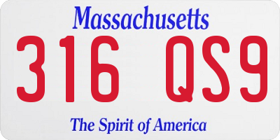MA license plate 316QS9