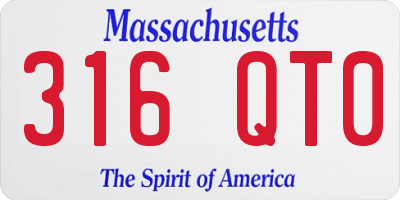 MA license plate 316QT0