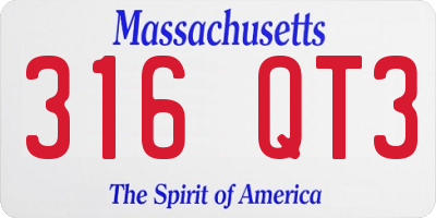 MA license plate 316QT3