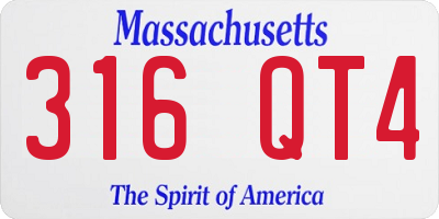 MA license plate 316QT4