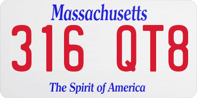 MA license plate 316QT8