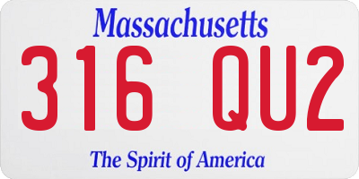 MA license plate 316QU2