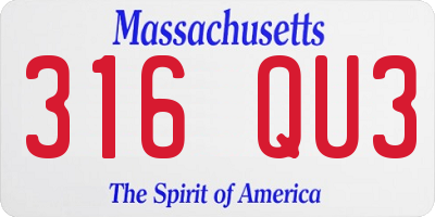MA license plate 316QU3