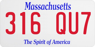 MA license plate 316QU7
