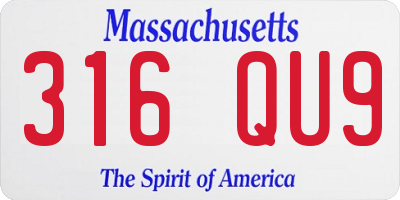MA license plate 316QU9