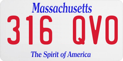 MA license plate 316QV0