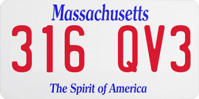 MA license plate 316QV3