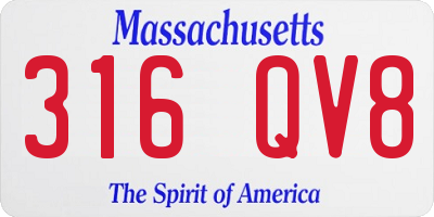 MA license plate 316QV8