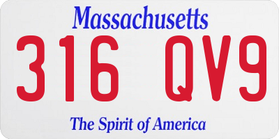 MA license plate 316QV9