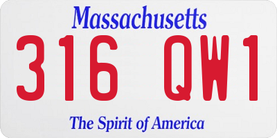 MA license plate 316QW1