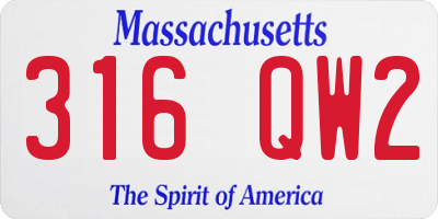 MA license plate 316QW2