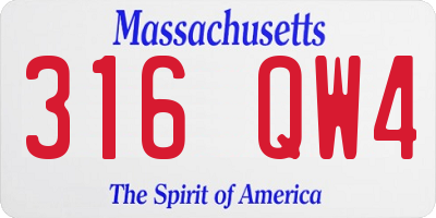 MA license plate 316QW4