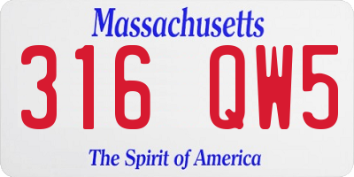 MA license plate 316QW5