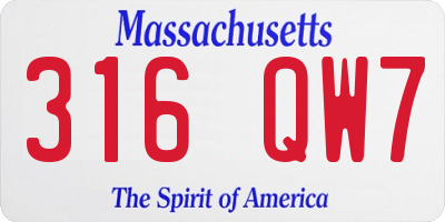 MA license plate 316QW7