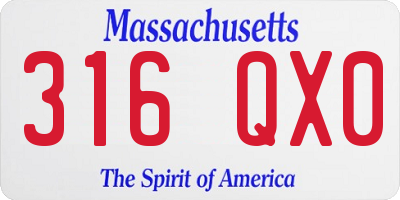 MA license plate 316QX0