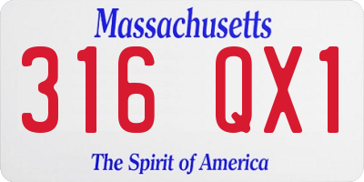 MA license plate 316QX1
