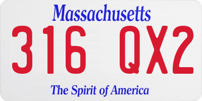 MA license plate 316QX2