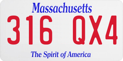 MA license plate 316QX4