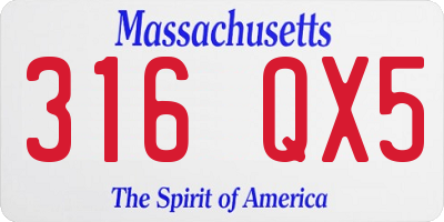 MA license plate 316QX5