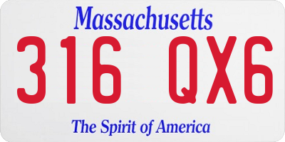 MA license plate 316QX6