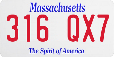 MA license plate 316QX7