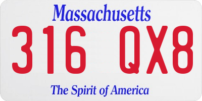 MA license plate 316QX8