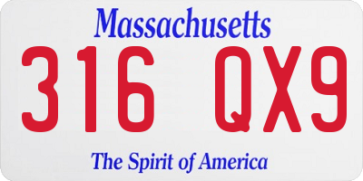 MA license plate 316QX9