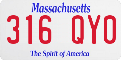 MA license plate 316QY0