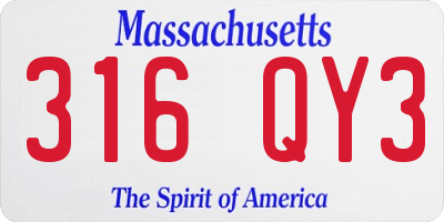 MA license plate 316QY3