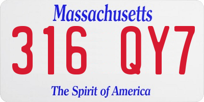 MA license plate 316QY7