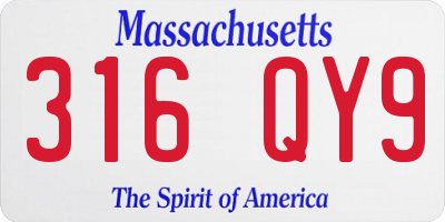 MA license plate 316QY9