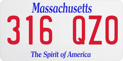MA license plate 316QZ0