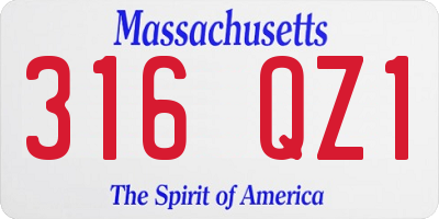MA license plate 316QZ1
