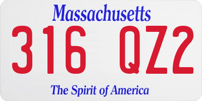 MA license plate 316QZ2