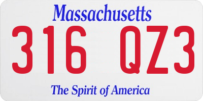 MA license plate 316QZ3