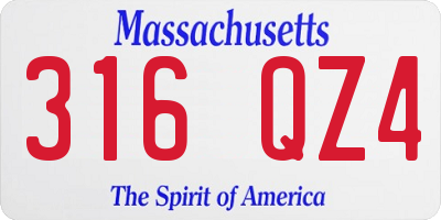 MA license plate 316QZ4