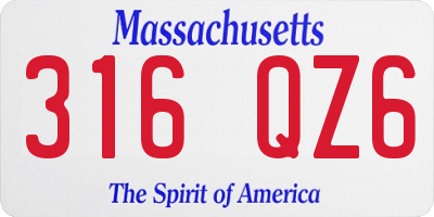 MA license plate 316QZ6