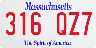MA license plate 316QZ7