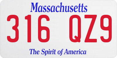 MA license plate 316QZ9