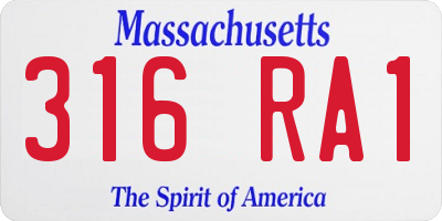 MA license plate 316RA1