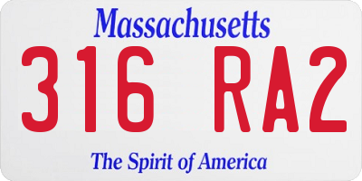 MA license plate 316RA2