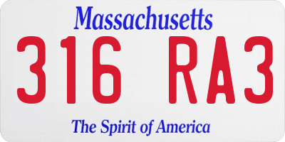 MA license plate 316RA3
